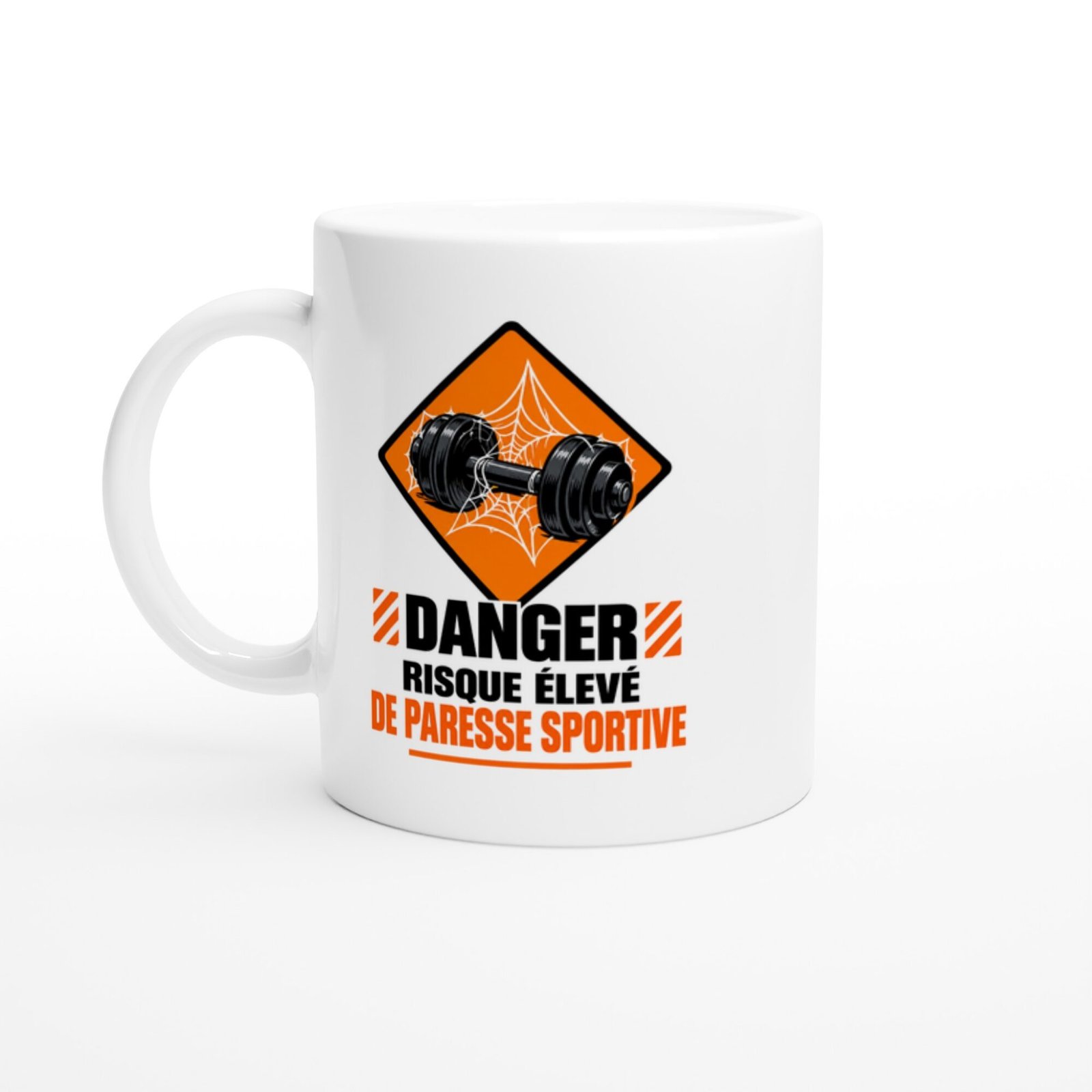 Mug Danger Risque Élevé de Paresse Sportive Haltère Illustré