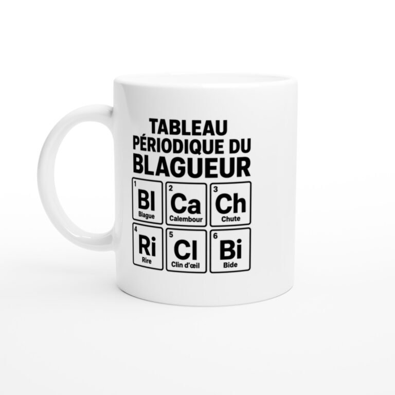 Mug Tableau Périodique du Blagueur Blague Calembour Chute Rire Clin d'Œil Bide