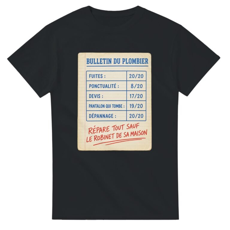 T shirt Bulletin du Plombier Fuites Ponctualité Devis Pantalon Qui Tombe Dépannage Répare