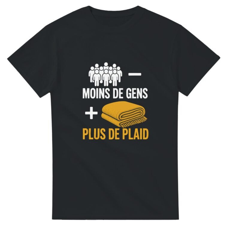 T shirt Introverti Moins de Gens Plus de Plaid