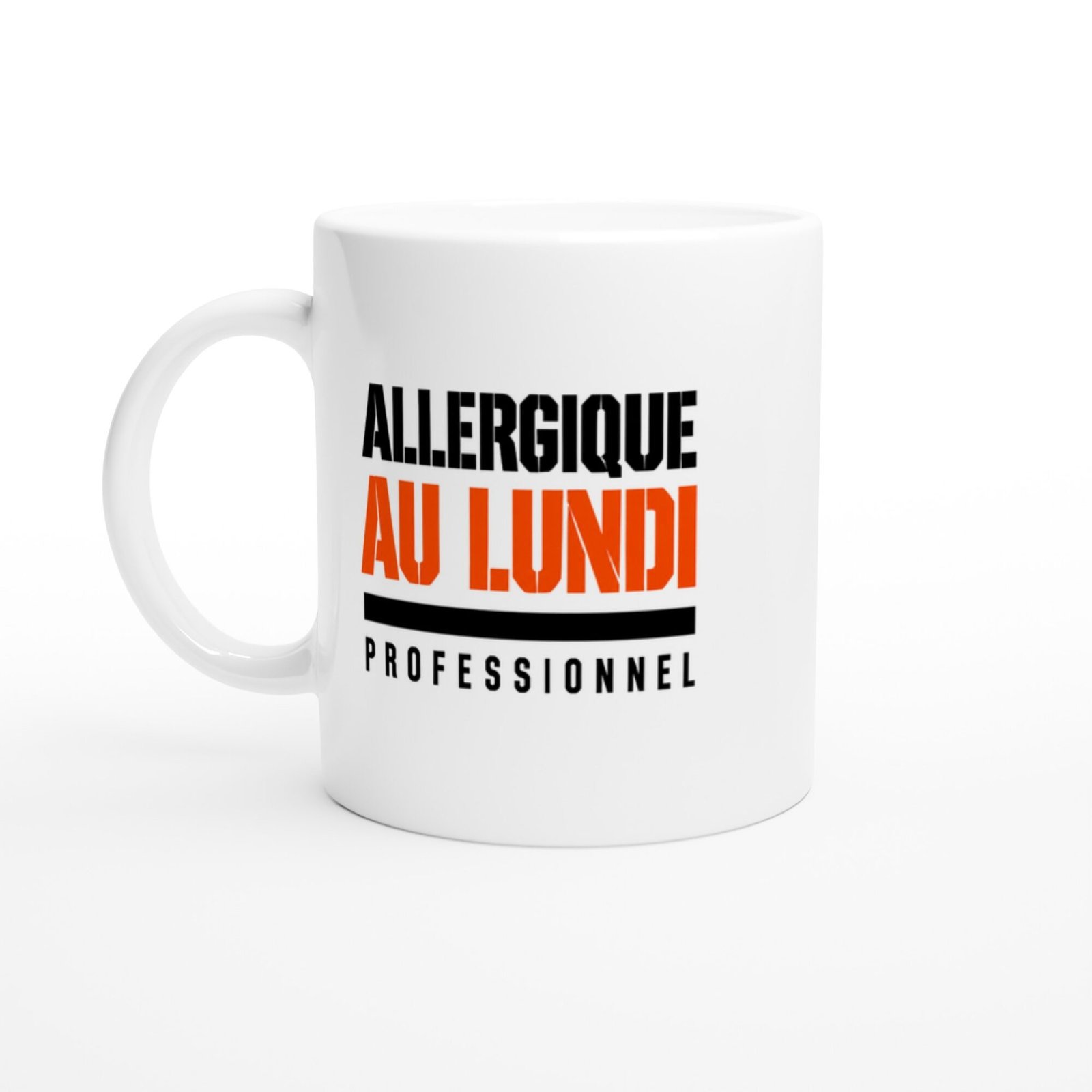 Mug Allergique au Lundi Professionnel Barre Noire