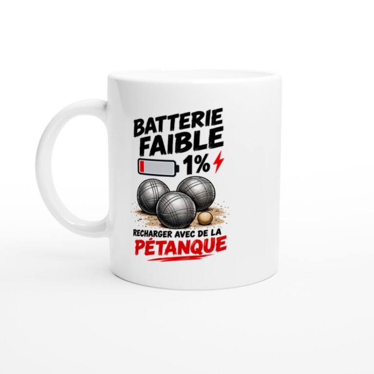 Mug Batterie Faible 1 % Recharger Avec De La Pétanque