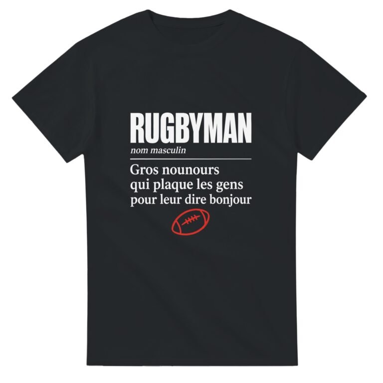 T shirt Rugbyman Gros Nounours Qui Plaque les Gens pour Leur Dire Bonjour