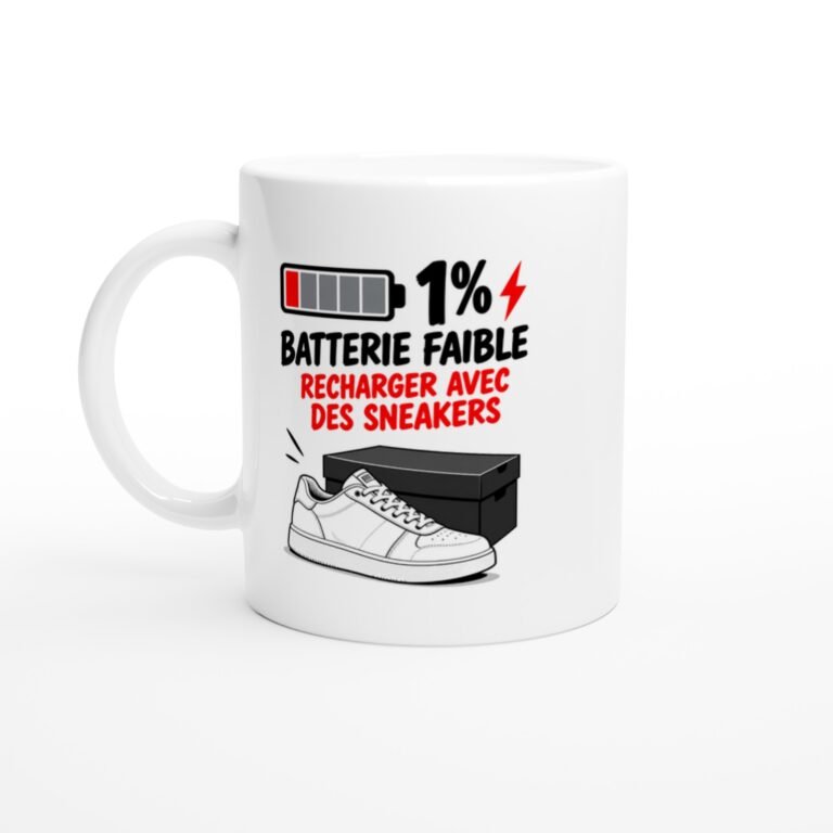 Mug Batterie Faible Recharger Avec Des Sneakers