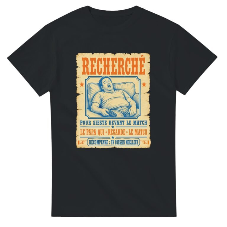 T shirt Recherché pour Sieste Devant le Match le Papa Qui Regarde le Match Récompense