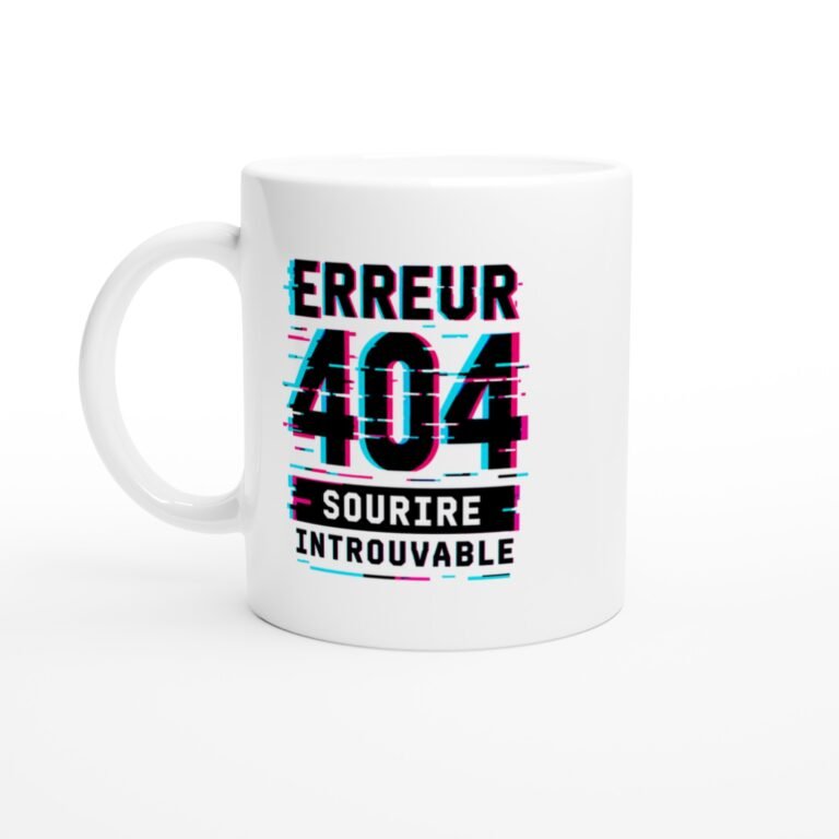 Mug Erreur 404 Sourire Introuvable Bandeau Droit