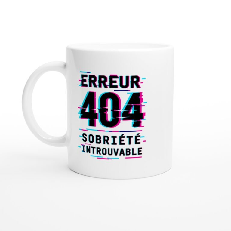 Mug Erreur 404 Sobriété Introuvable Lettres Espacées
