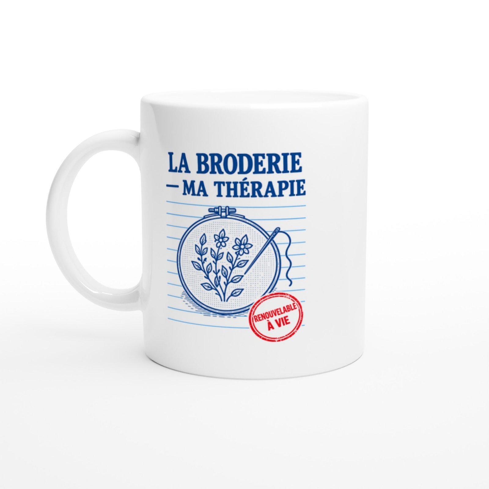 Mug Broderie Ma Thérapie Renouvelable À Vie
