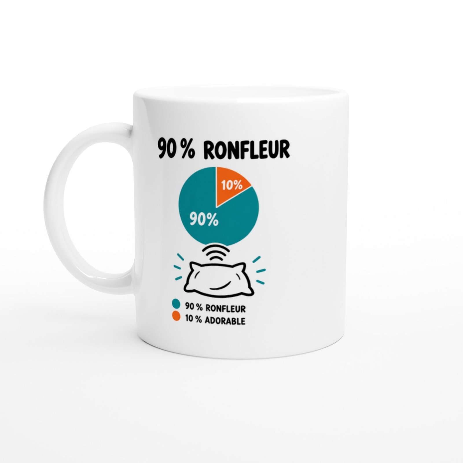 Mug 90 pour cent Ronfleur 10 pour cent Adorable Camembert Turquoise