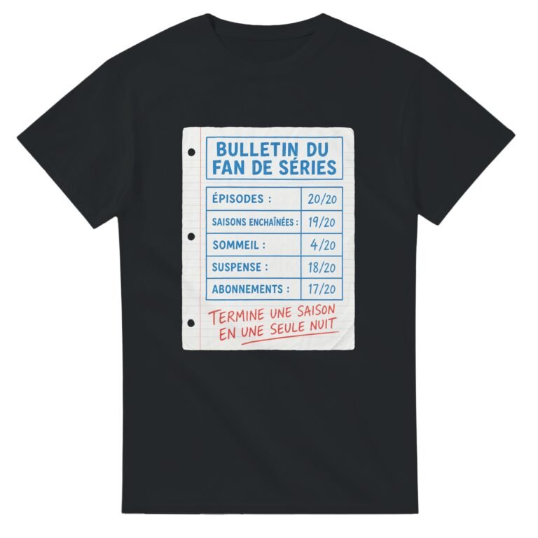 T shirt Bulletin du Fan de Séries Épisodes Saisons Enchaînées Sommeil Suspense Abonnements