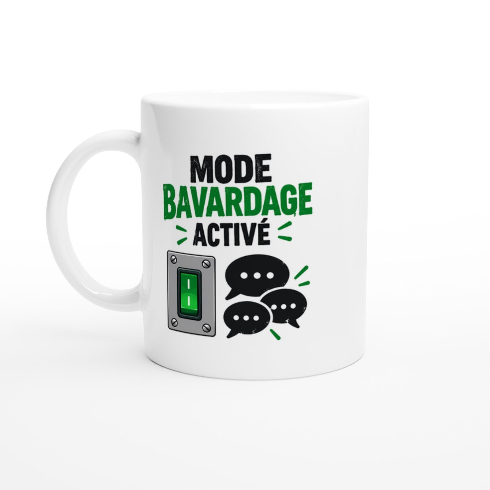 Mug Mode Bavardage Activé Bulles Noires