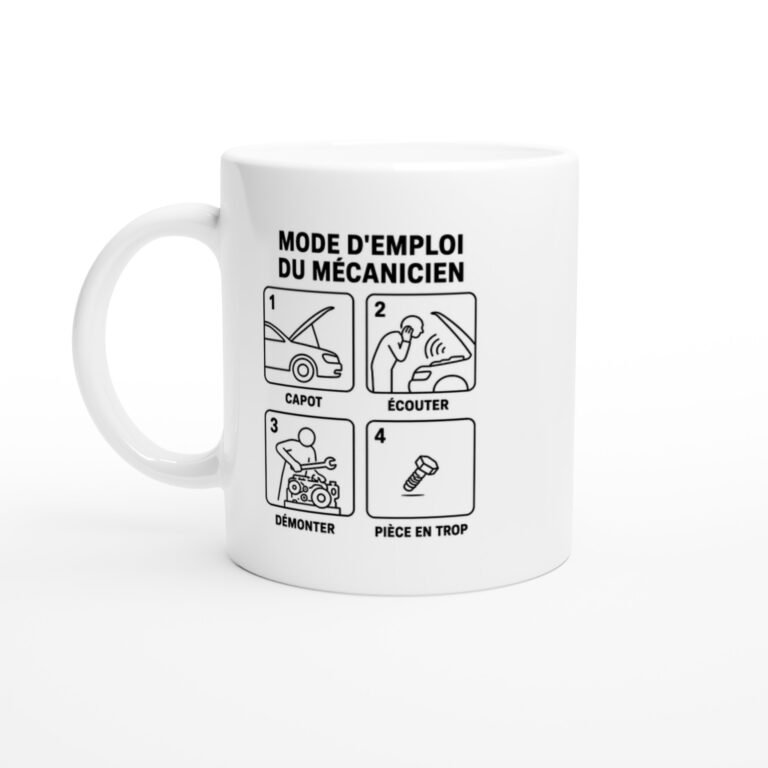 Mug Mode d'Emploi du Mécanicien Capot Écouter Démonter Pièce en Trop