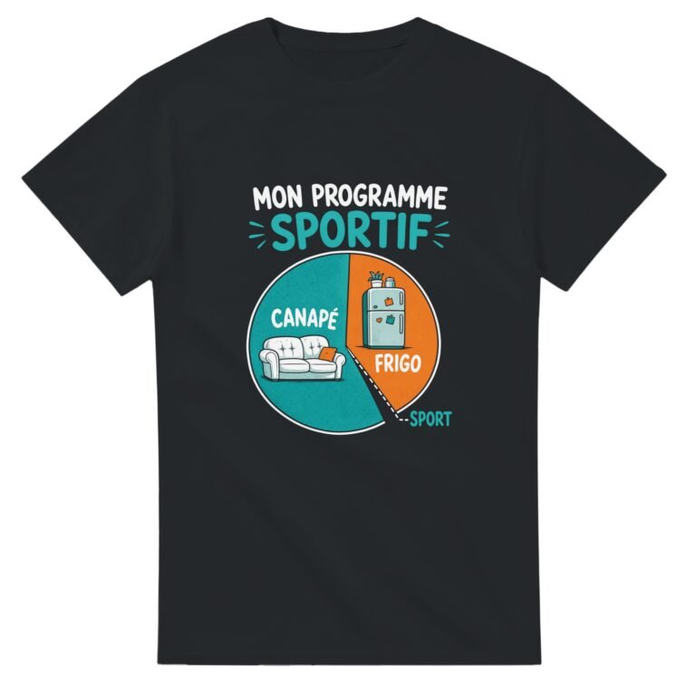 T shirt Flemme Mon Programme Sportif Canapé Frigo Sport