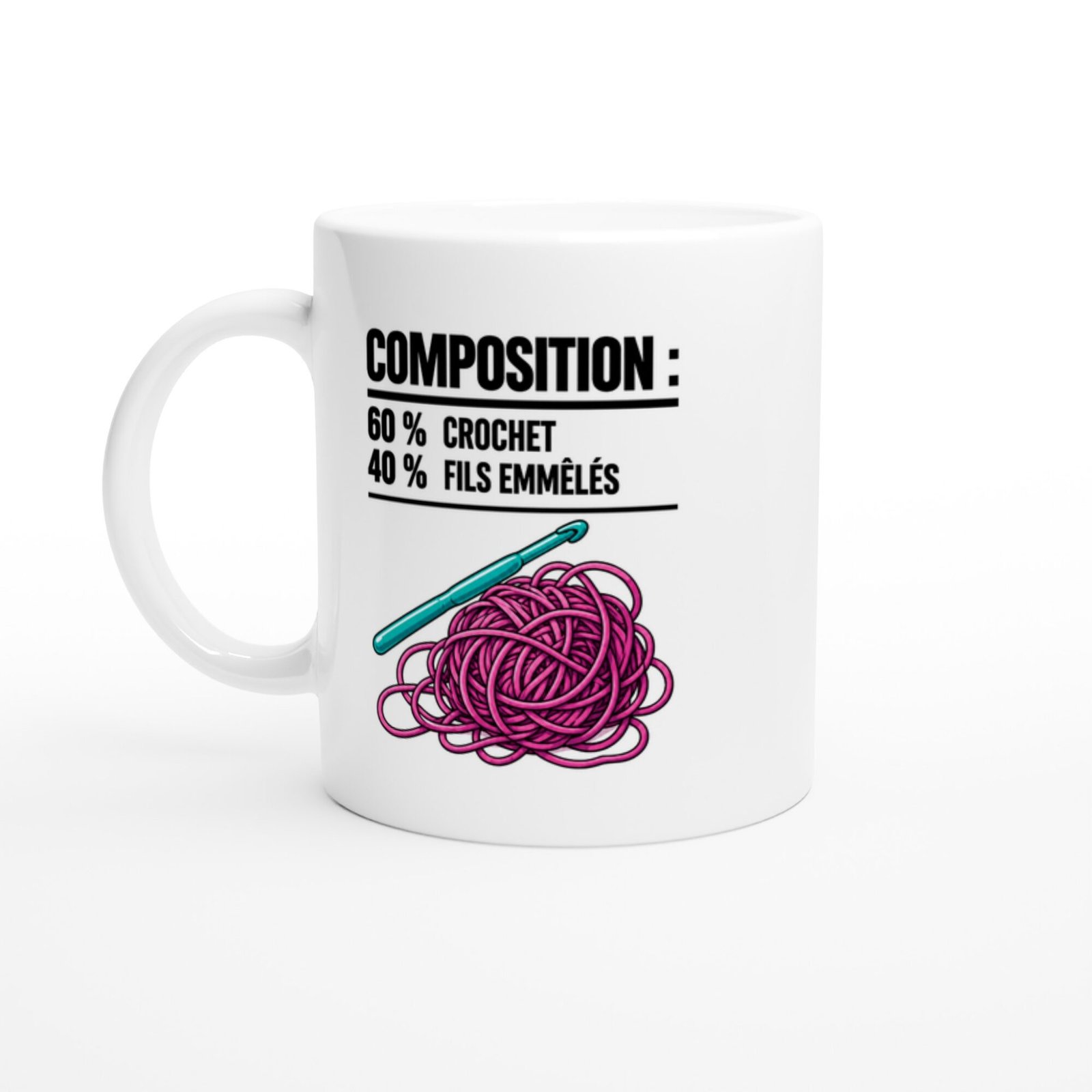 Mug Composition 60 % Crochet 40 % Fils Emmêlés