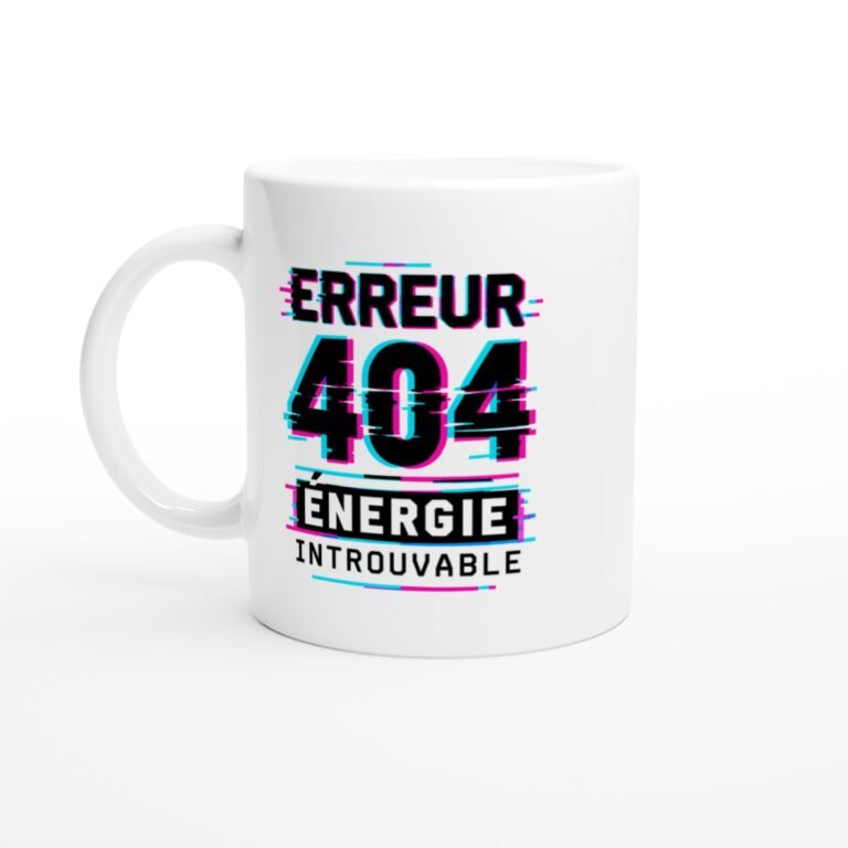 Mug Erreur 404 Énergie Introuvable Bandeau Noir