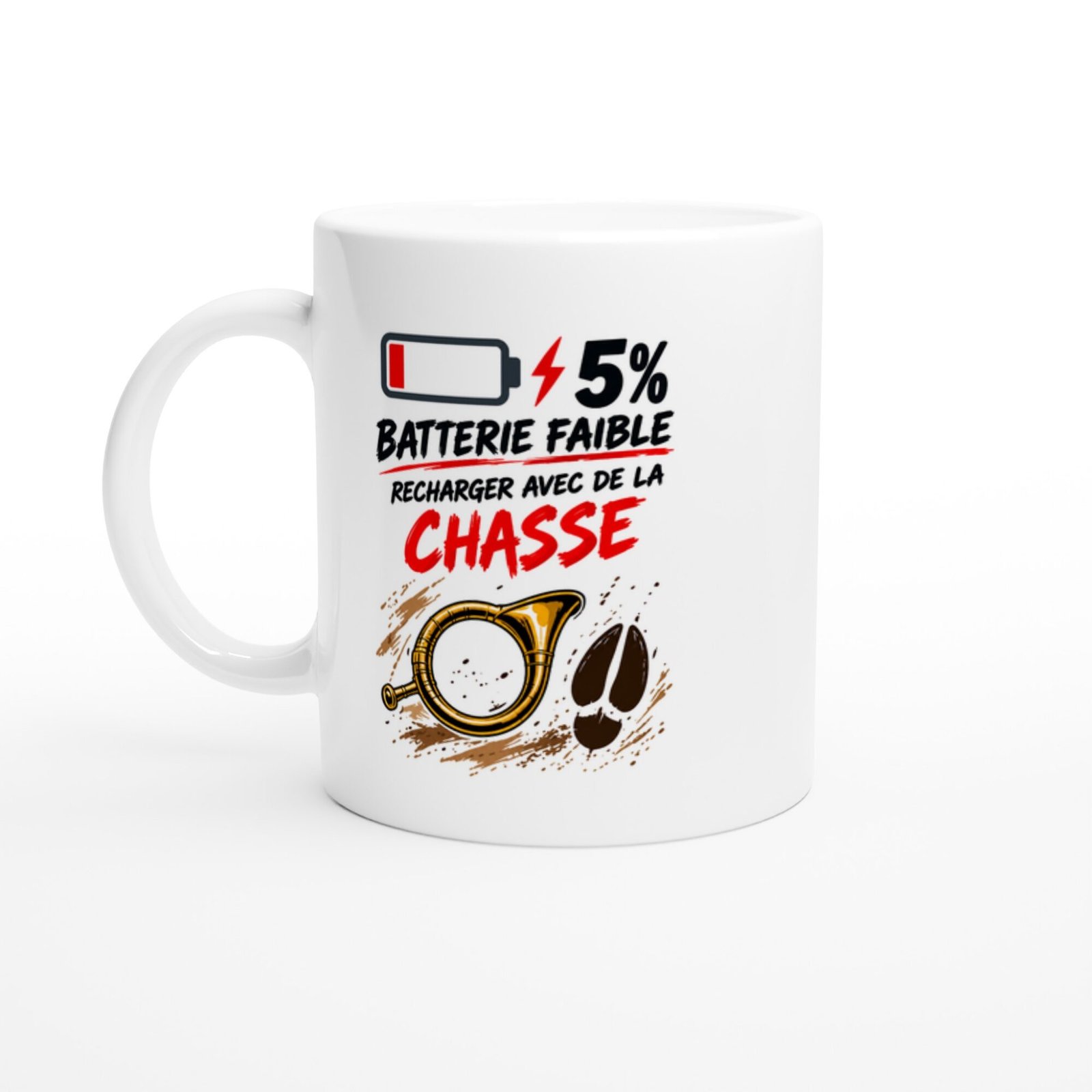 Mug Batterie Faible 5 % Recharger Avec De La Chasse