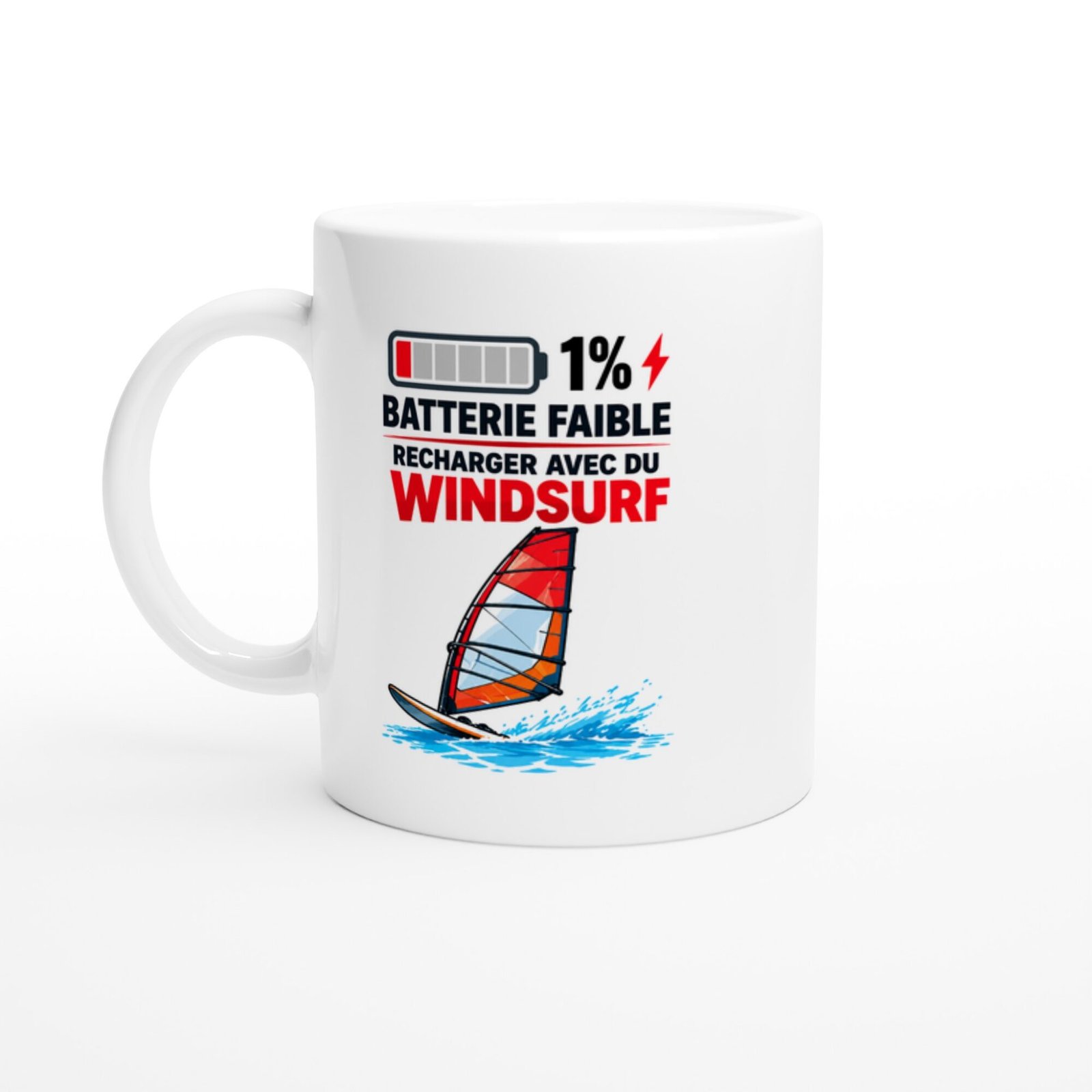 Mug Batterie Faible 1 % Recharger Avec Du Windsurf