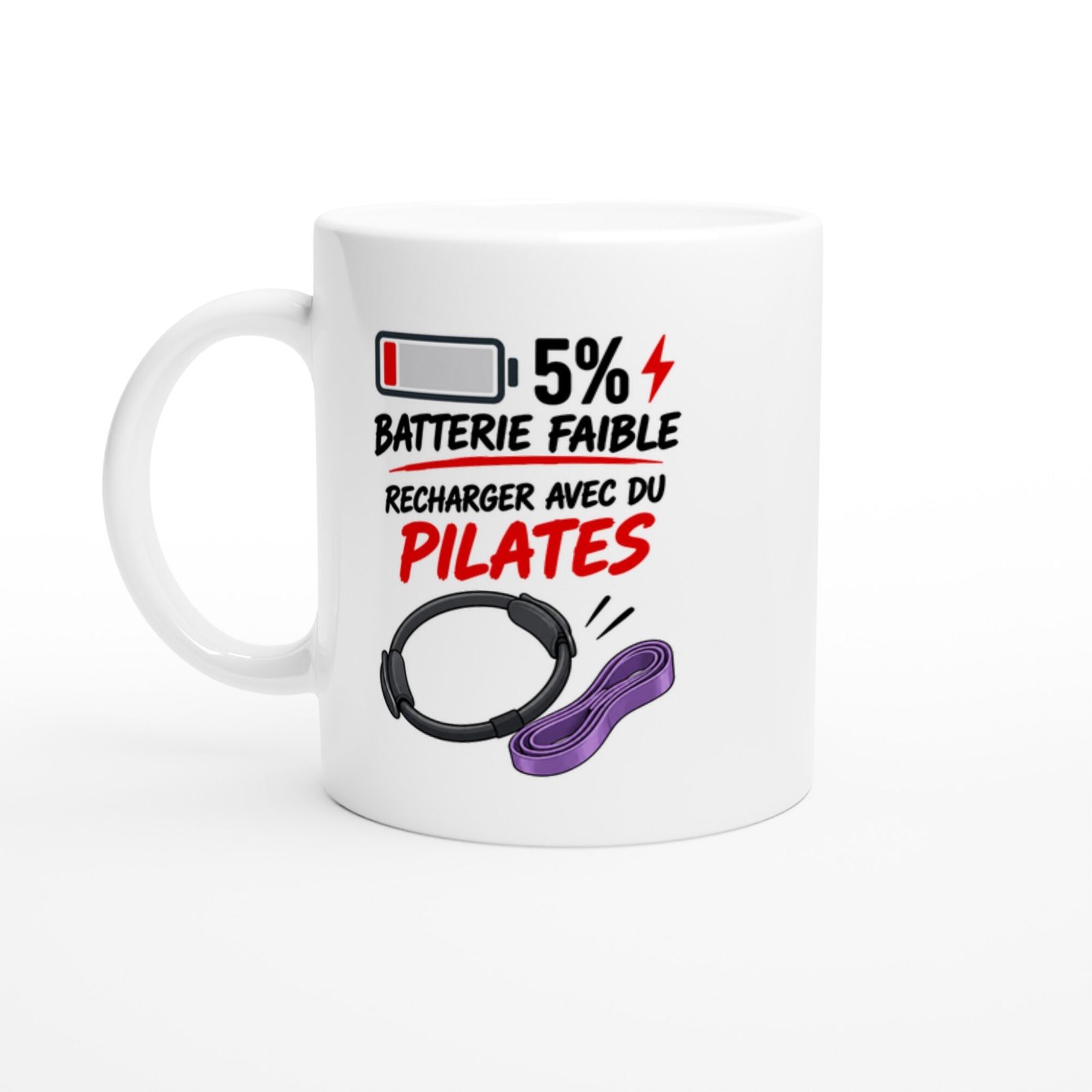 Mug Batterie Faible 5 % Recharger Avec Du Pilates