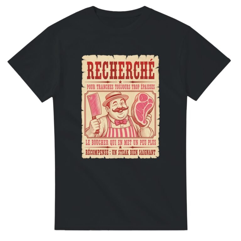 T shirt Recherché pour Tranches Toujours Trop Épaisses le Boucher Qui en Met