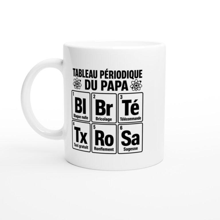 Mug Tableau Périodique du Papa Blague Nulle Bricolage Télécommande Taxi Gratuit Ronflement