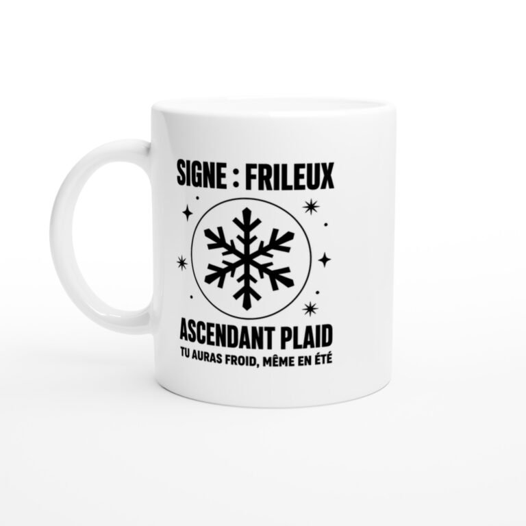 Mug Signe Frileux Ascendant Plaid Tu Auras Froid Même en Été