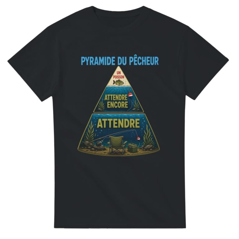 T shirt Pyramide du Pêcheur un Poisson Attendre Encore Attendre