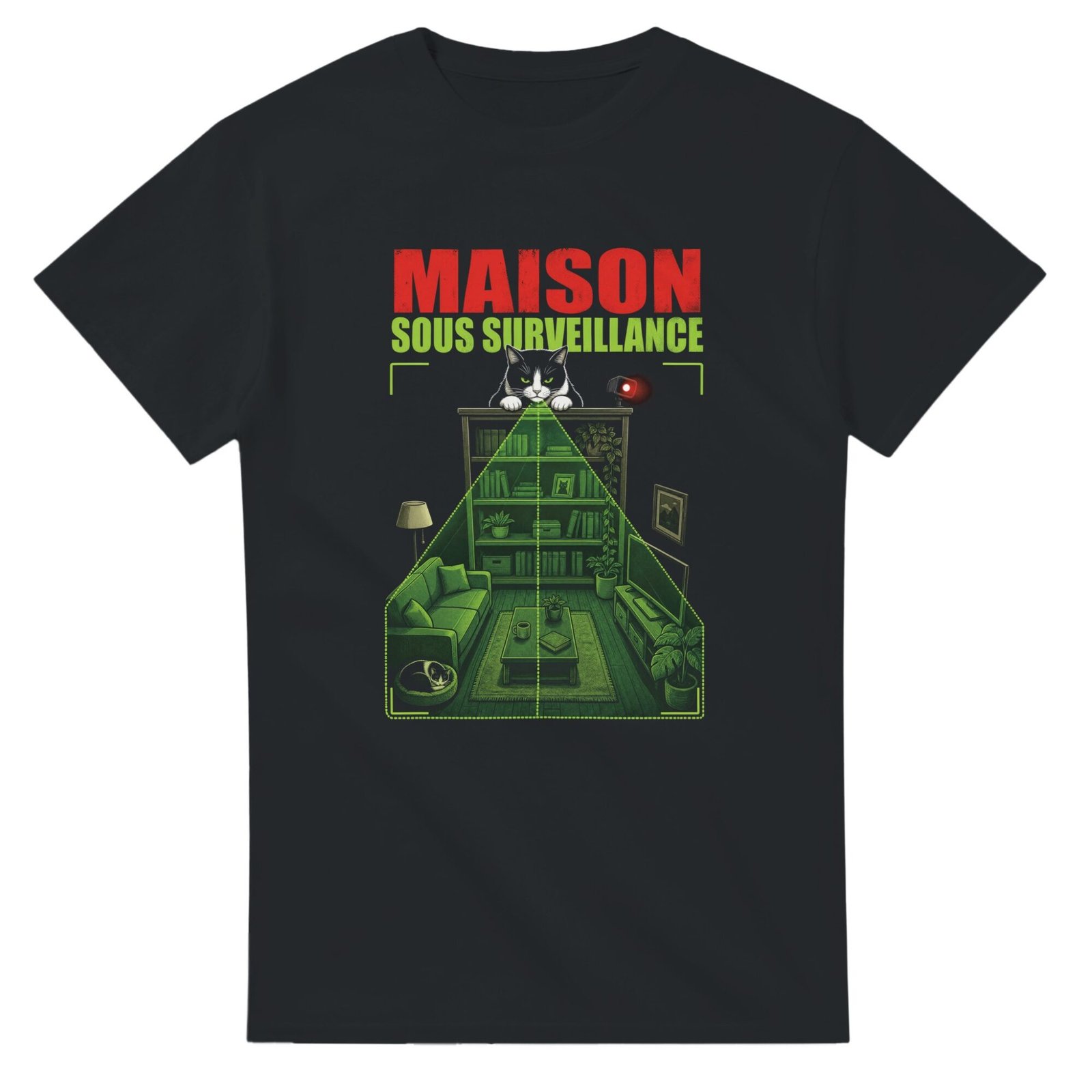 T shirt Chat Maison Sous Surveillance