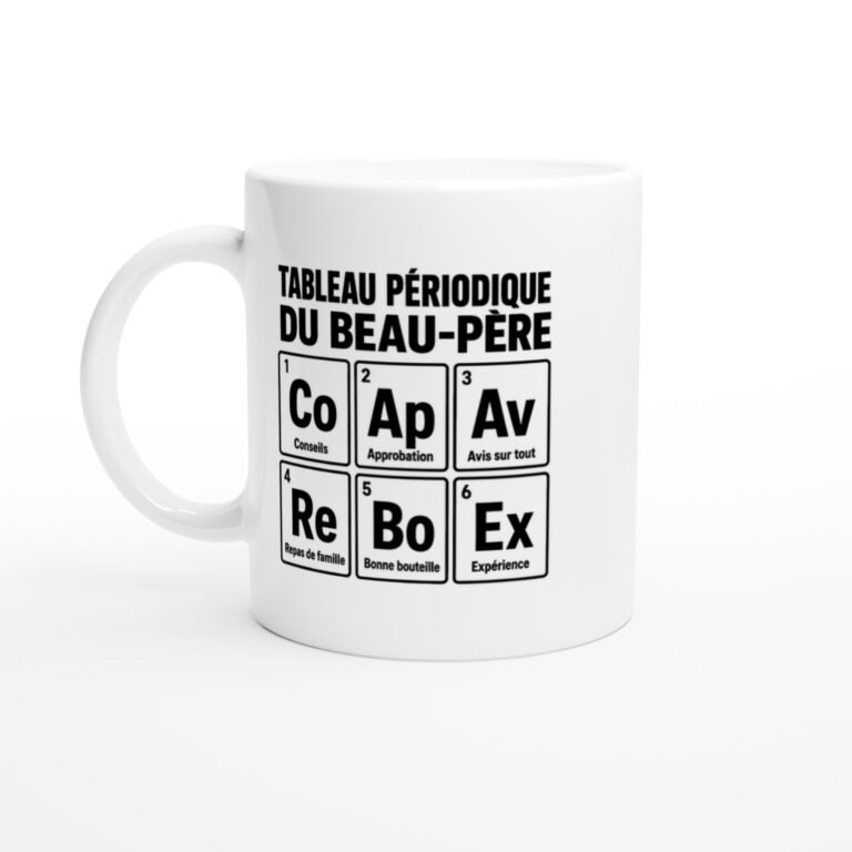 Mug Tableau Périodique du Beau-Père Conseils Approbation Avis sur Tout Repas de Famille