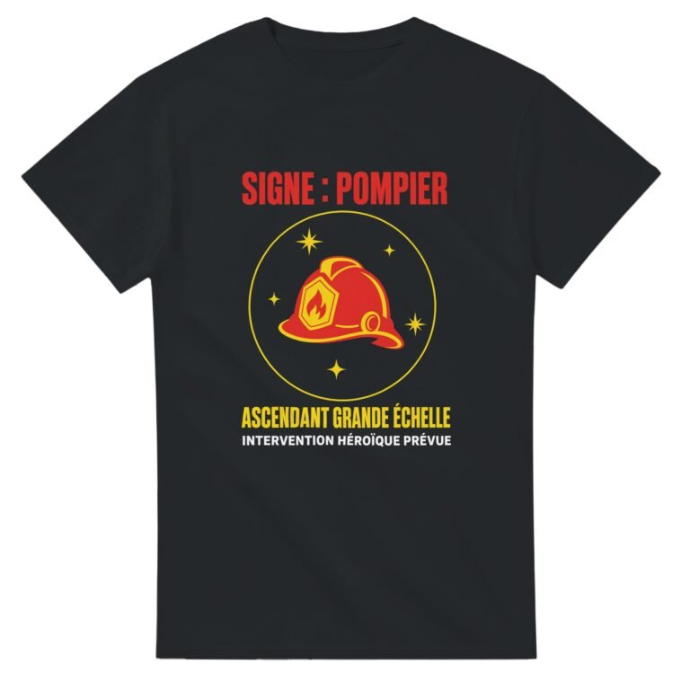 T shirt Signe Pompier Ascendant Grande Échelle Intervention Héroïque Prévue