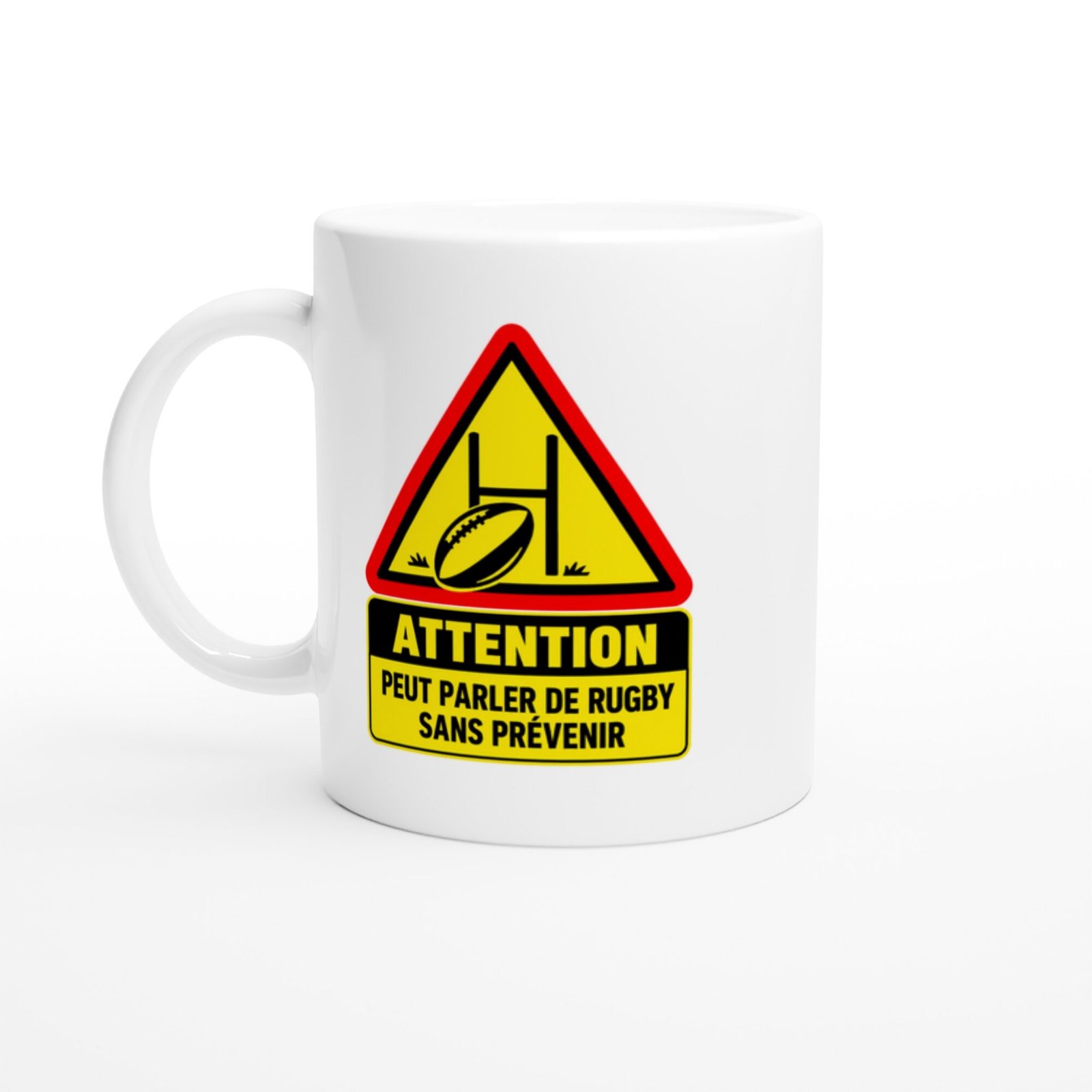Mug Rugby Panneau Rouge Attention Peut Parler De Rugby Sans Prévenir