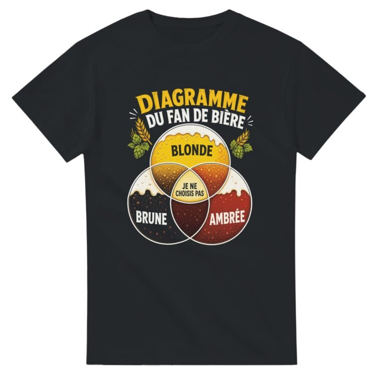 T shirt Diagramme du Fan de Bière Blonde Brune Ambrée Je Ne Choisis Pas