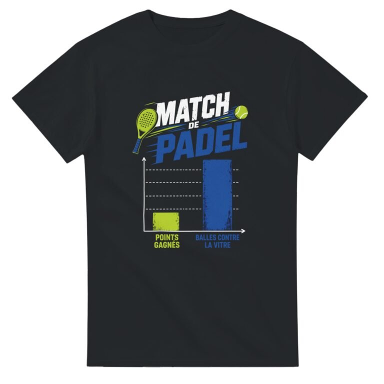 T shirt Match de Padel Points Gagnés Balles Contre la Vitre