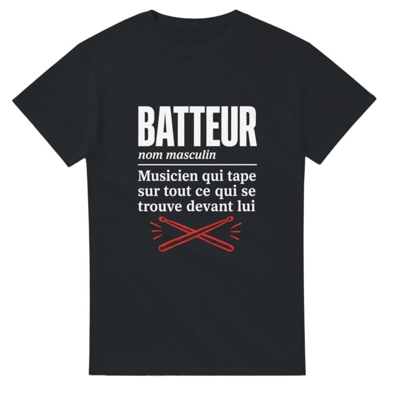 T shirt Batteur Musicien Qui Tape sur Tout Ce Qui Se Trouve Devant Lui