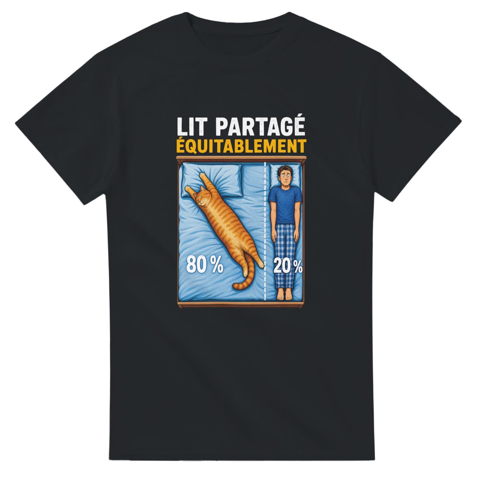 T shirt Chat Lit Partagé Équitablement 80 pour cent 20 pour cent