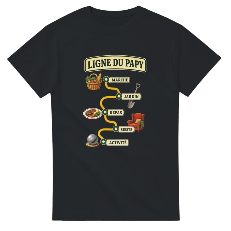 T shirt Ligne du Papy Marché Jardin Repas Sieste Activité