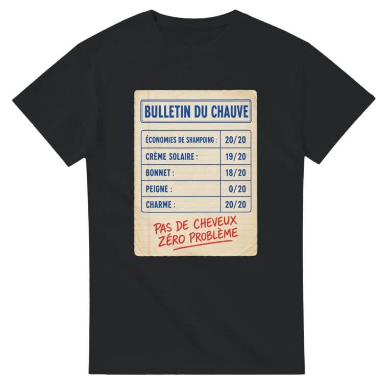 T shirt Bulletin du Chauve Économies de Shampoing Crème Solaire Bonnet Peigne Charme