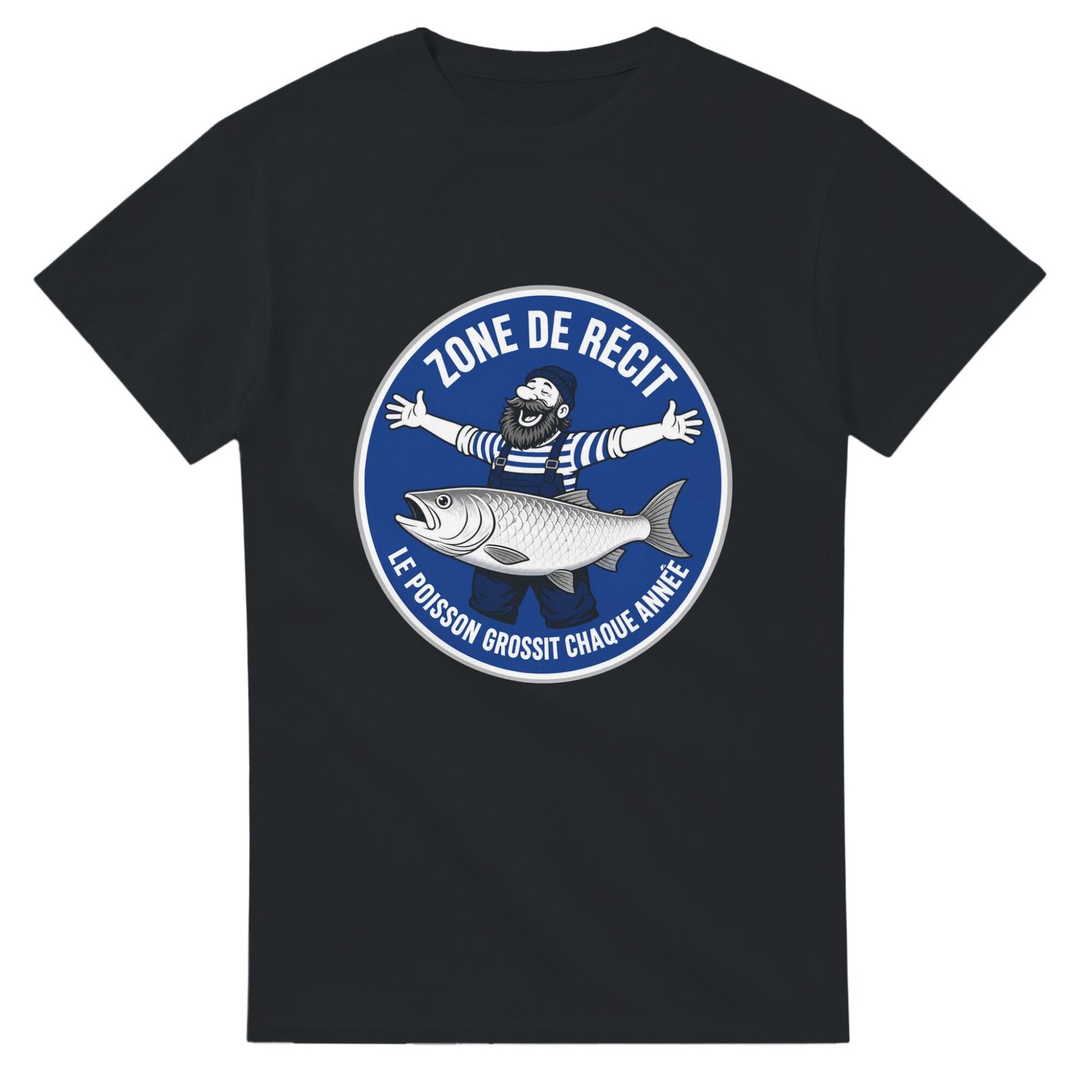 T shirt Pêche Zone de Récit le Poisson Grossit Chaque Année