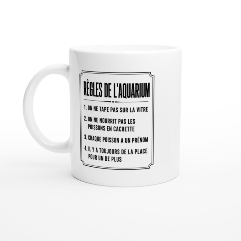 Mug Règles de l'Aquarium On Ne Tape Pas sur la Vitre On Ne Nourrit Pas les Poissons