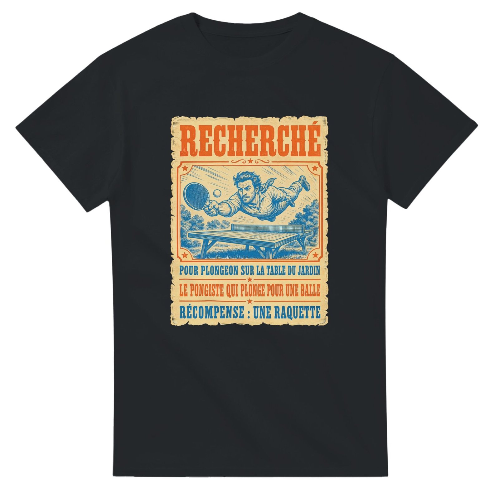T shirt Recherché pour Plongeon sur la Table du Jardin le Pongiste Qui Plonge