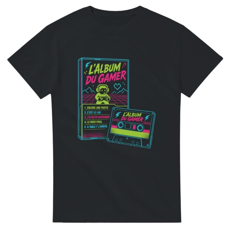 T shirt l'Album du Gamer Encore une Partie C'Est le Lag J'Ai Pas Pu Sauvegarder le Boss