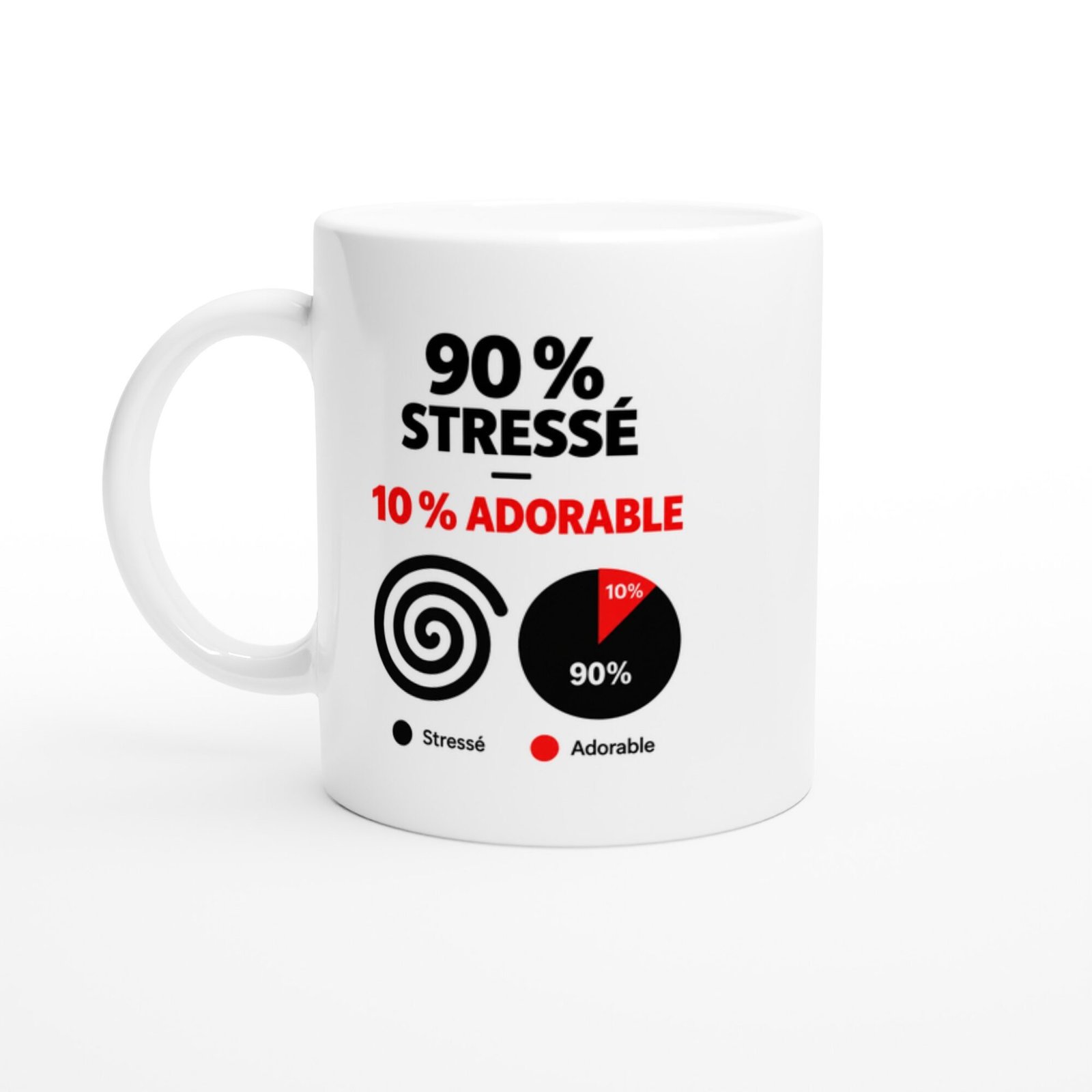 Mug 90 pour cent Stressé 10 pour cent Adorable