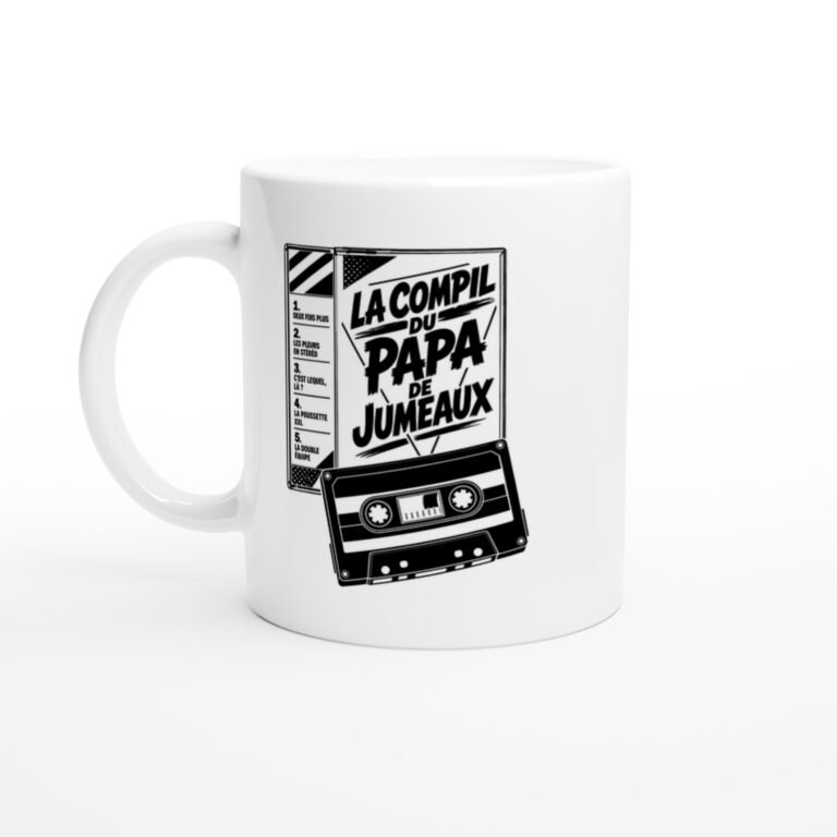 Mug La Compil du Papa de Jumeaux Deux Fois Plus les Pleurs en Stéréo C'Est Lequel