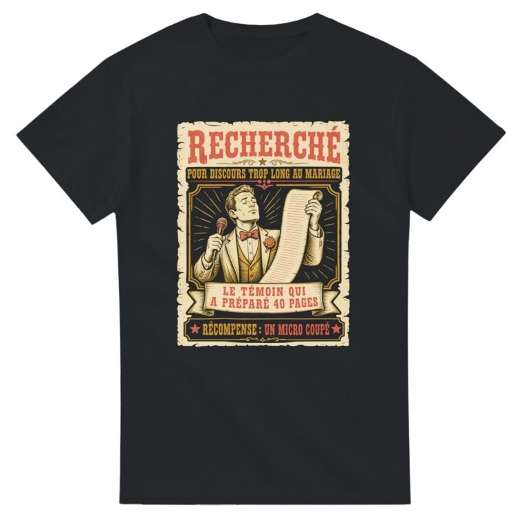 T shirt Recherché pour Discours Trop Long au Mariage le Témoin Qui A Préparé 40 Pages