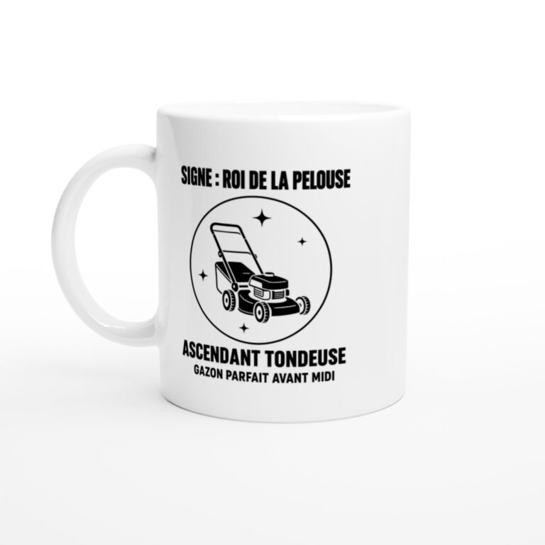 Mug Signe Roi de la Pelouse Ascendant Tondeuse Gazon Parfait Avant Midi