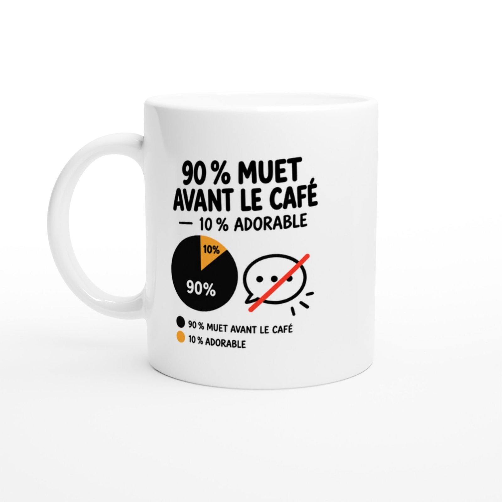 Mug 90 pour cent Muet Avant le Café 10 pour cent Adorable