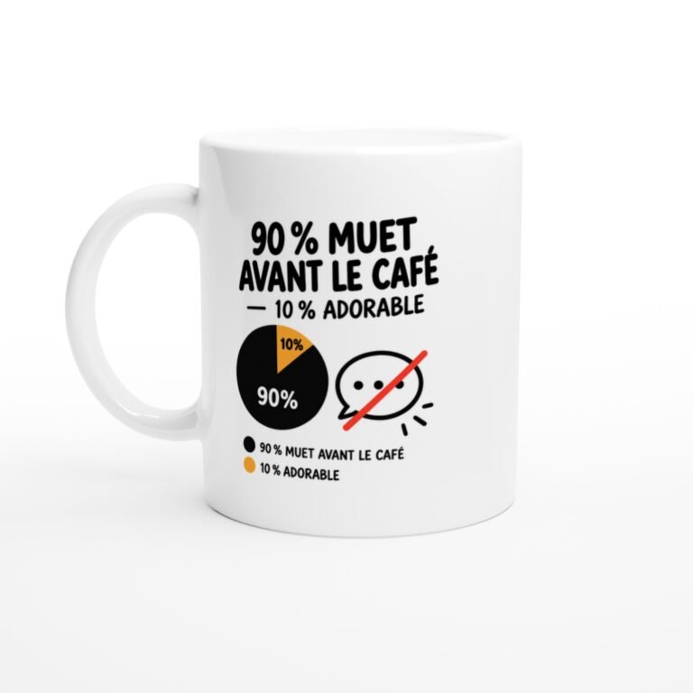 Mug 90 pour cent Muet Avant le Café 10 pour cent Adorable