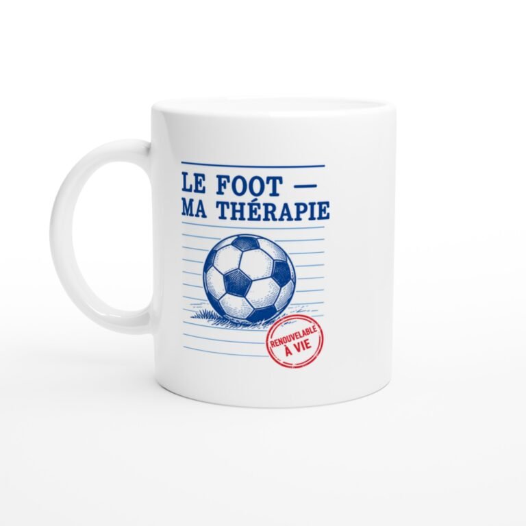 Mug Football Ballon Bleu Et Blanc Le Foot Ma Thérapie