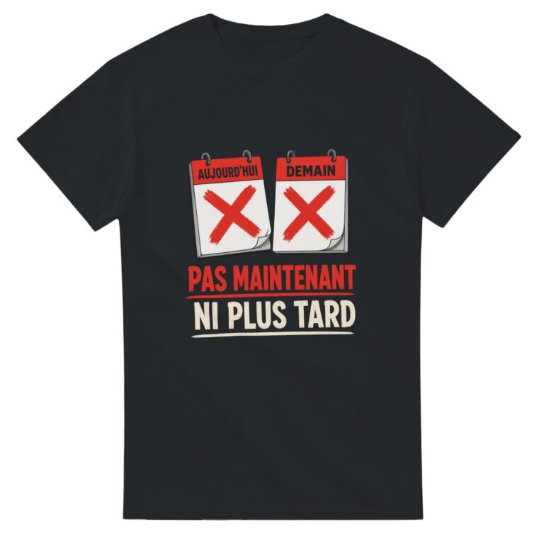T shirt Flemme Aujourd'hui Demain Pas Maintenant Ni Plus Tard