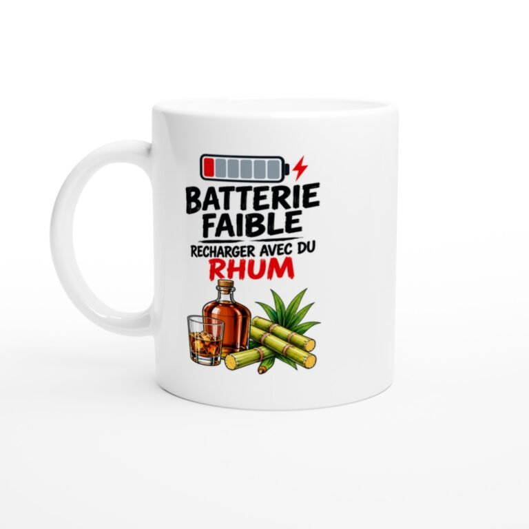 Mug Batterie Faible Recharger Avec Du Rhum