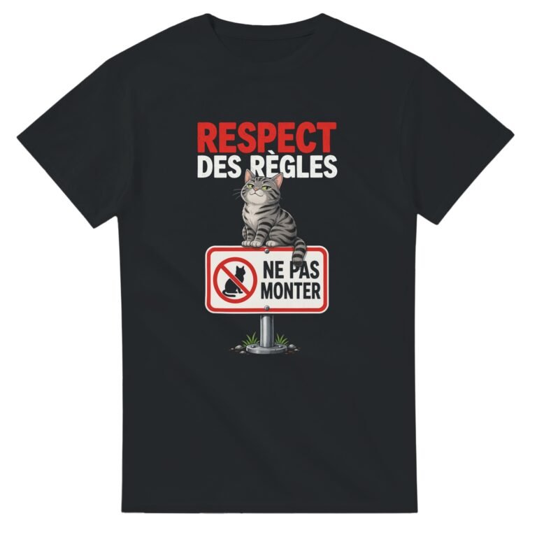 T shirt Chat Respect des Règles Ne Pas Monter